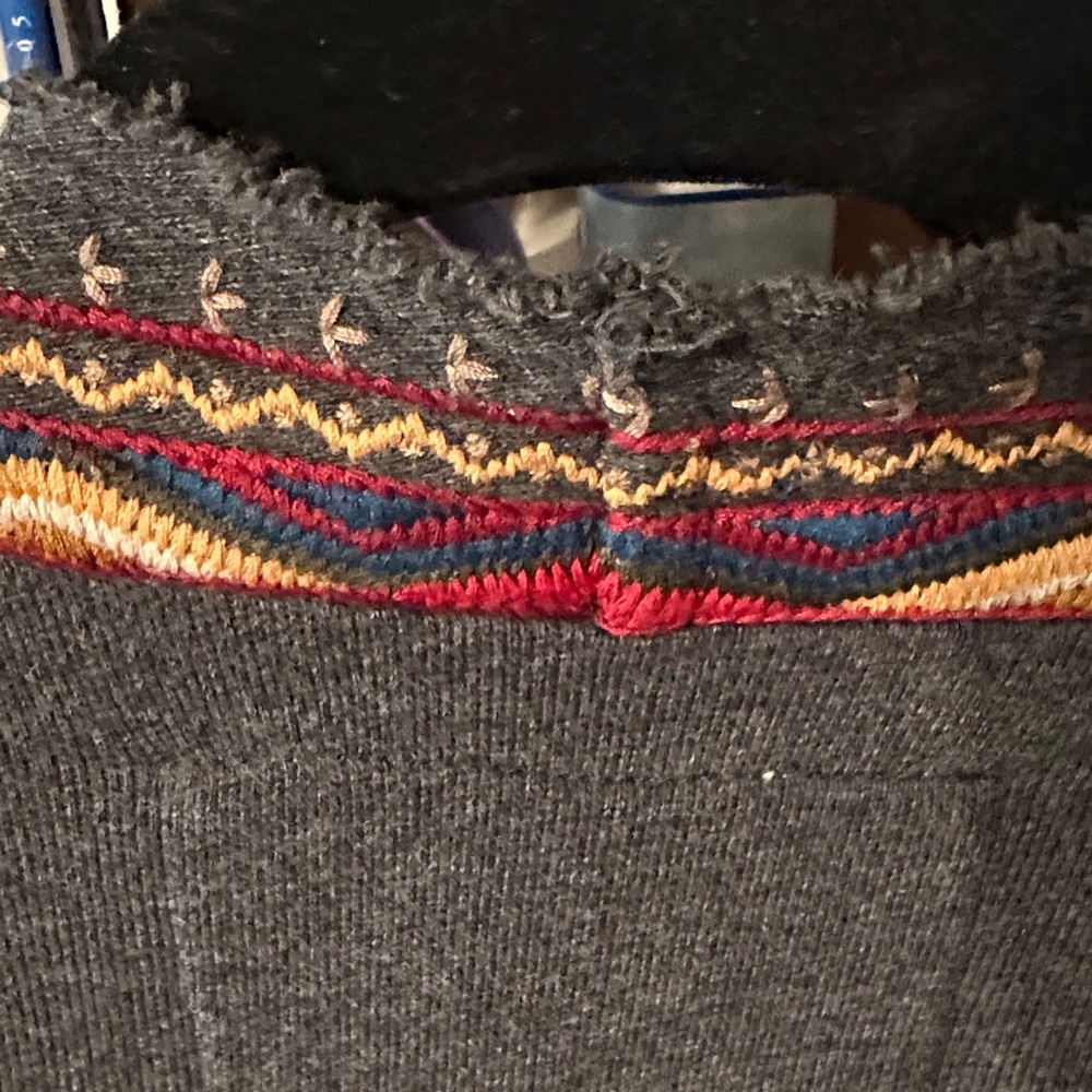 Johnny Was Dark Gray Cardigan with Colorful Embroidery - Picture 15 of 16